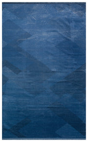 Lesra Lacivert Mavi Geometrik Desenli Modern Polyester Halı