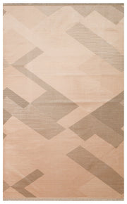 Lesra Bej Kahverengi Modern Geometrik Polyester Halı