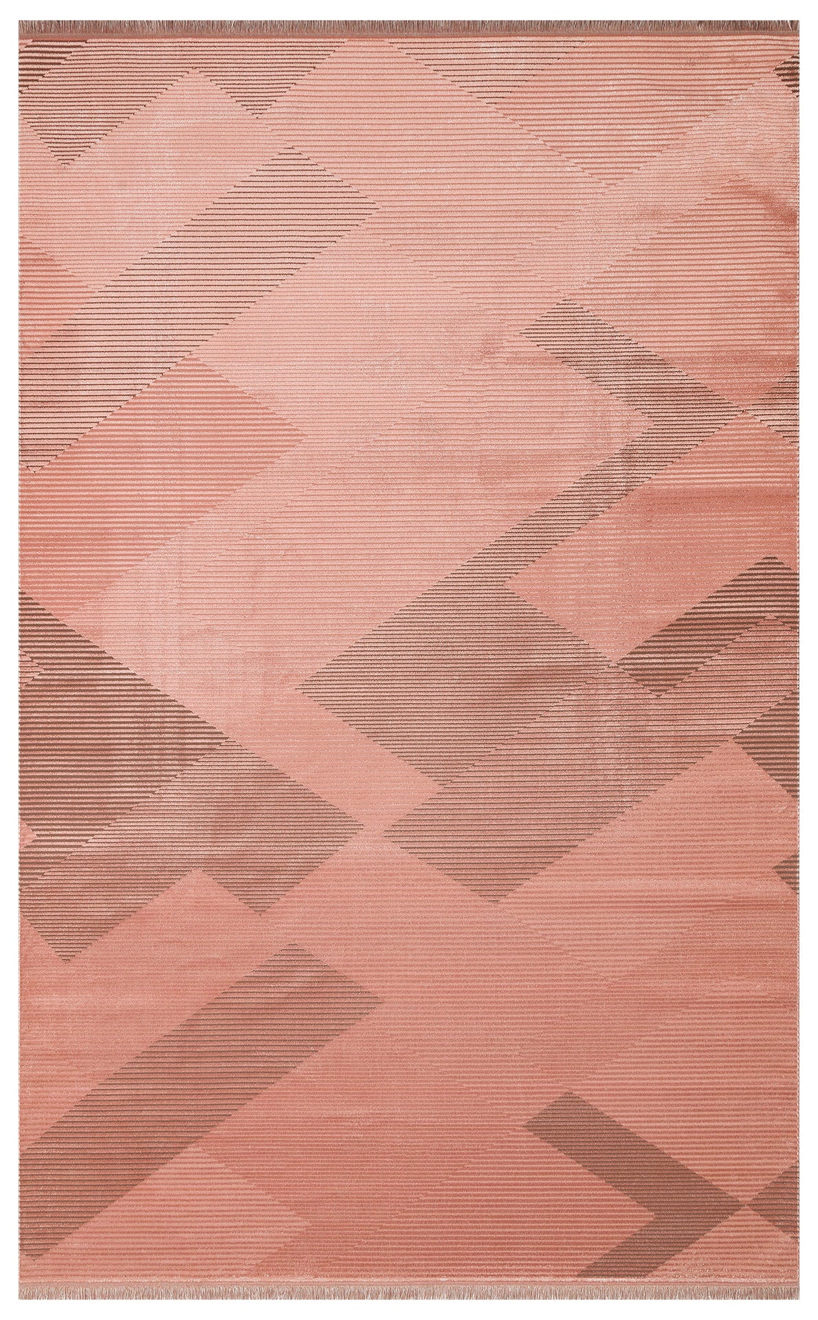 Lesra Pembe Kahverengi Geometrik Kabartmalı Modern Halı