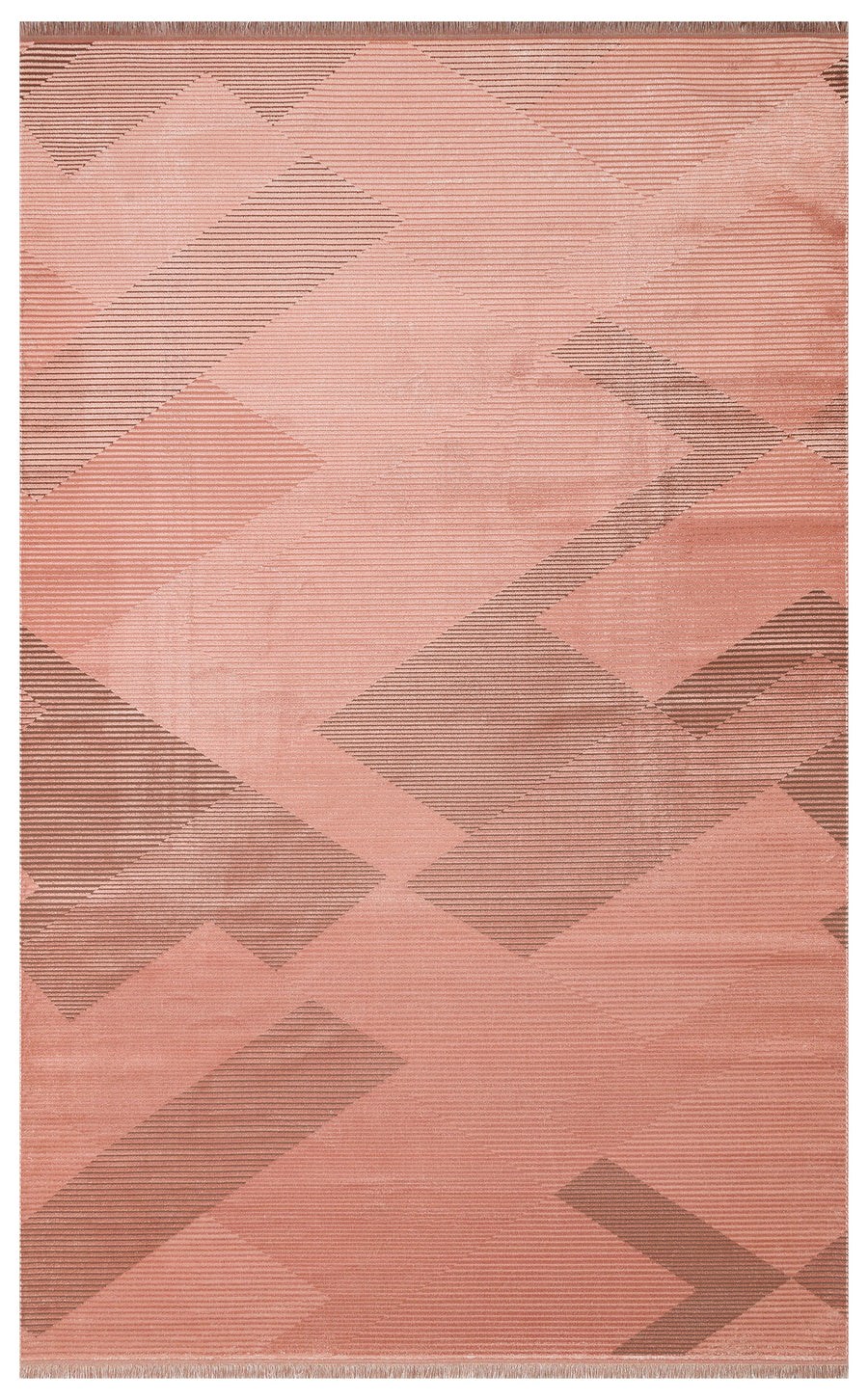 Lesra Pembe Kahverengi Geometrik Kabartmalı Modern Halı