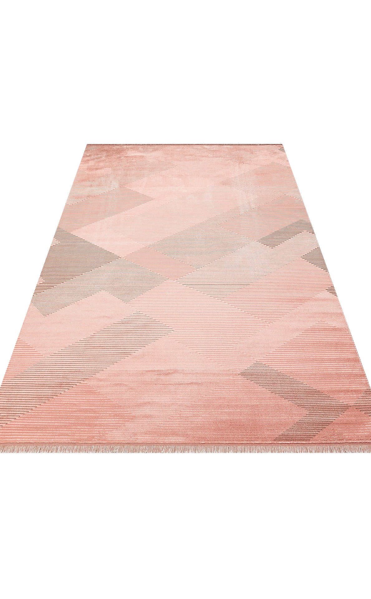 Lesra Pembe Kahverengi Geometrik Kabartmalı Modern Halı – arka yüz görünümü