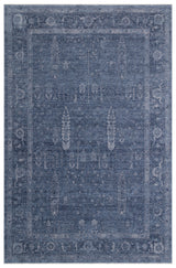 Kiramo Blue Grey Classic Medallion Pattern Machine-Made Rug