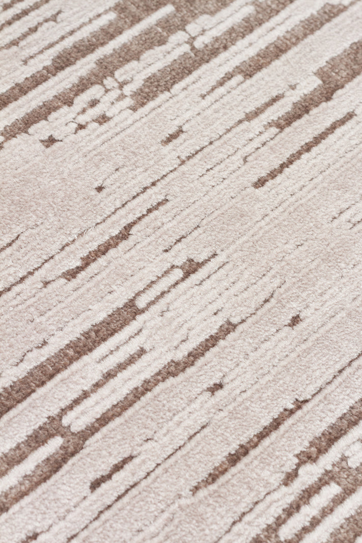 Milaso Modern Soyut Desenli Beyaz Bej Salon Halısı – mekânda kullanım