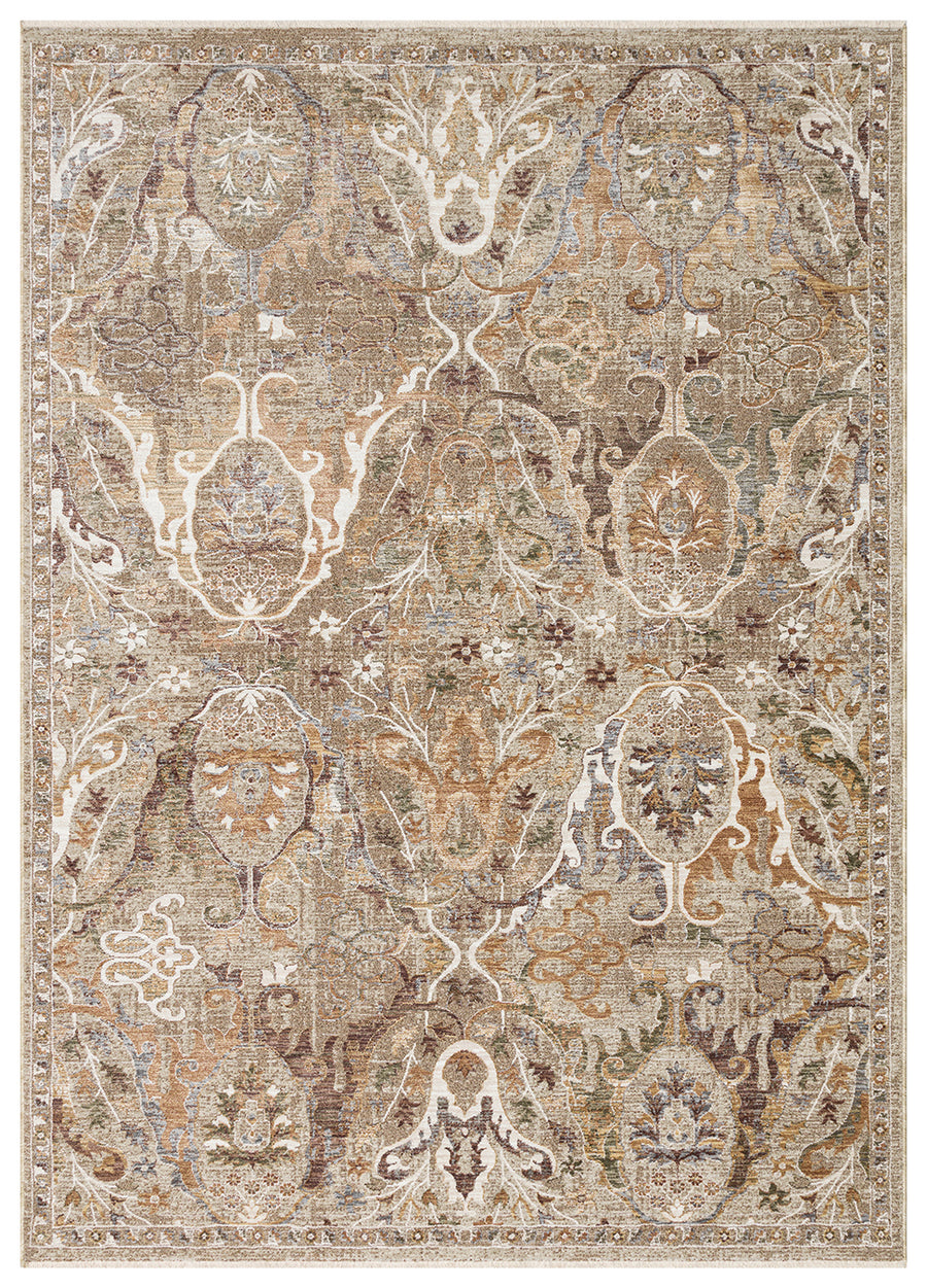 Varvo Bej Kahverengi Madalyon Desenli Klasik Kilim