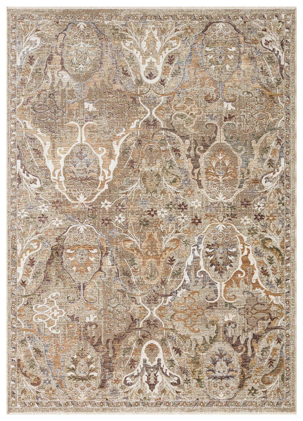 Varvo Bej Kahverengi Madalyon Desenli Klasik Kilim