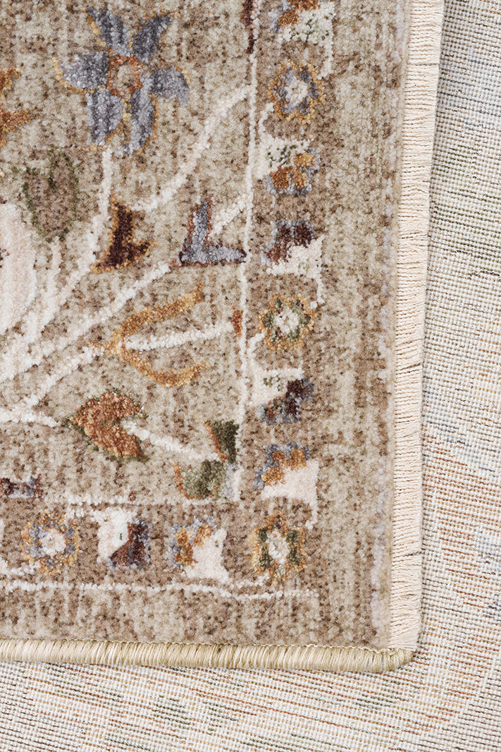 Varvo Bej Kahverengi Madalyon Desenli Klasik Kilim – detay görünümü