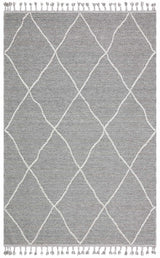 Rivra Grey White Modern Geometric Pattern Machine-Made Rug