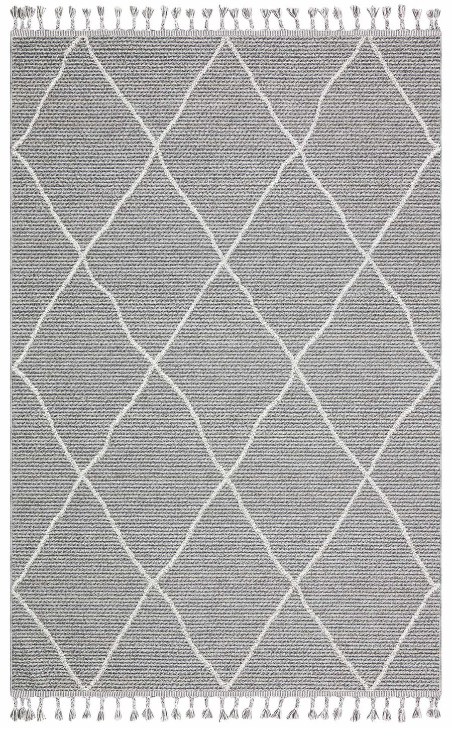 Rivra Gri Beyaz Modern Geometrik Desenli Makine Halısı