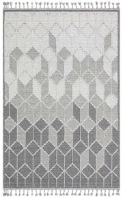 Rivra Gri Beyaz Geometrik Desenli Modern Makine Halısı