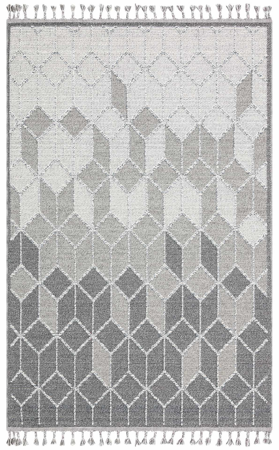 Rivra Gri Beyaz Geometrik Desenli Modern Makine Halısı