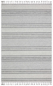 Rivra Gri Beyaz Geometrik Desenli Modern Kilim