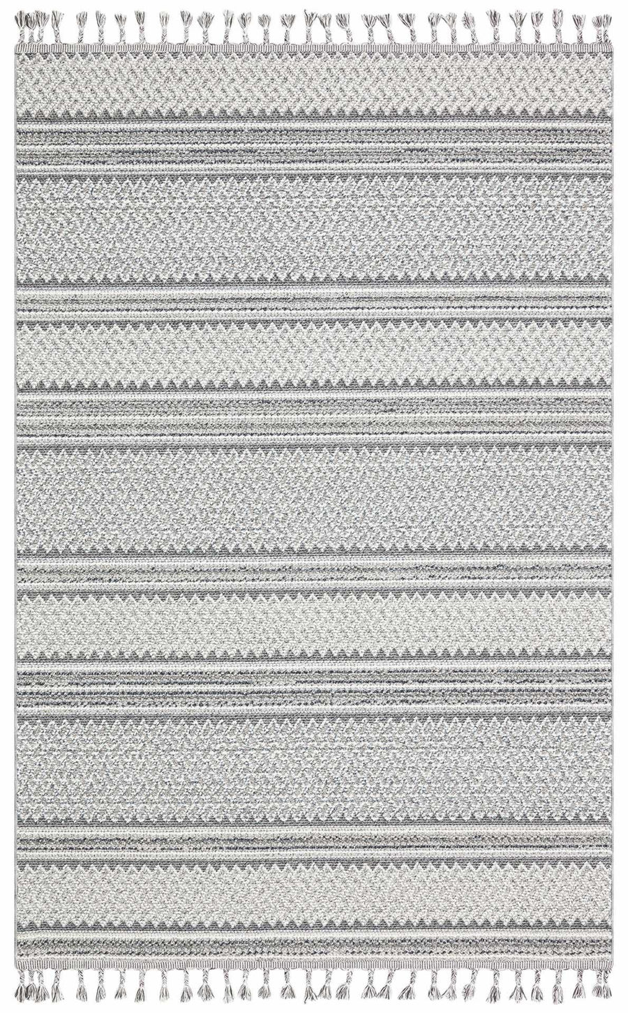 Rivra Gri Beyaz Geometrik Desenli Modern Kilim