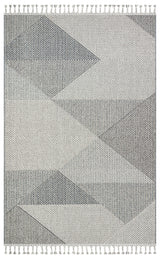 Rivra Grau Weiß Geometrischer Moderner Maschinell Gefertigter Kelim