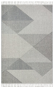 Rivra Gri Beyaz Geometrik Desenli Modern Makine Kilimi