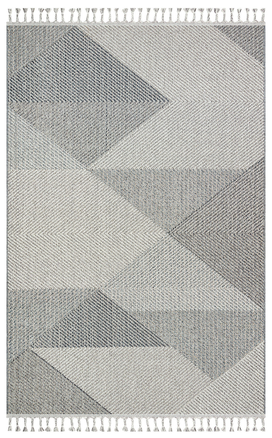 Rivra Gri Beyaz Geometrik Desenli Modern Makine Kilimi