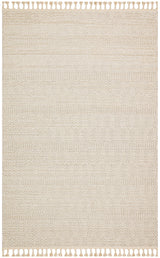 Rivra Beige Natural-Look Rug with Fine Stripes, Texture, and Tassels