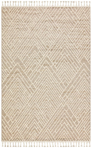 Rivra Bej Kırmızı Geometrik Desenli Modern Halı