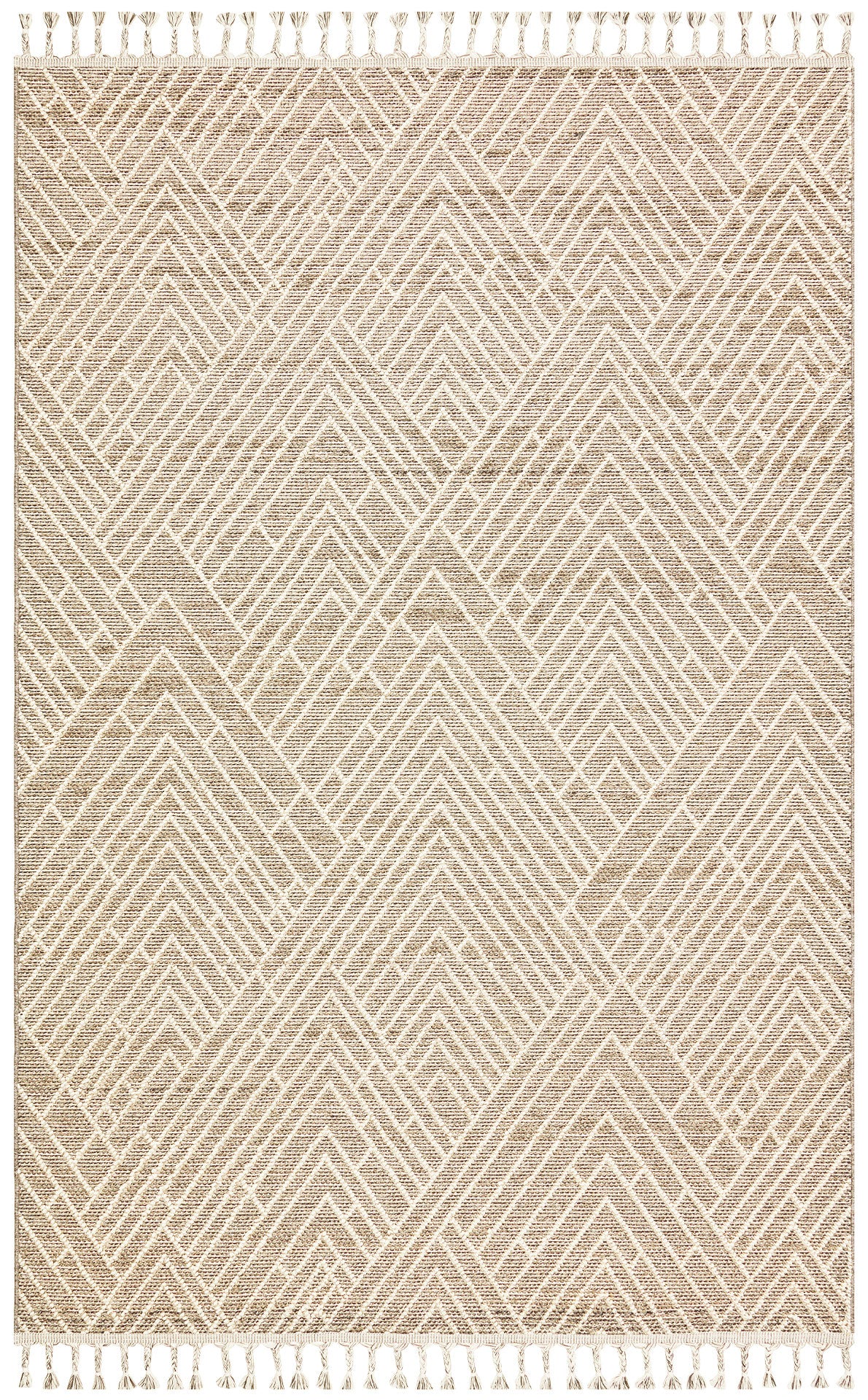 Rivra Bej Kırmızı Geometrik Desenli Modern Halı