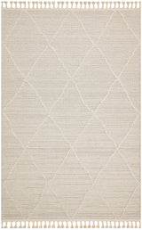 Rivra Beige Cream Diamond Patterned Tassel Bohemian Rug