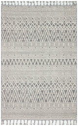 Rivra Grey Geometric Pattern Ethnic Embossed Rug