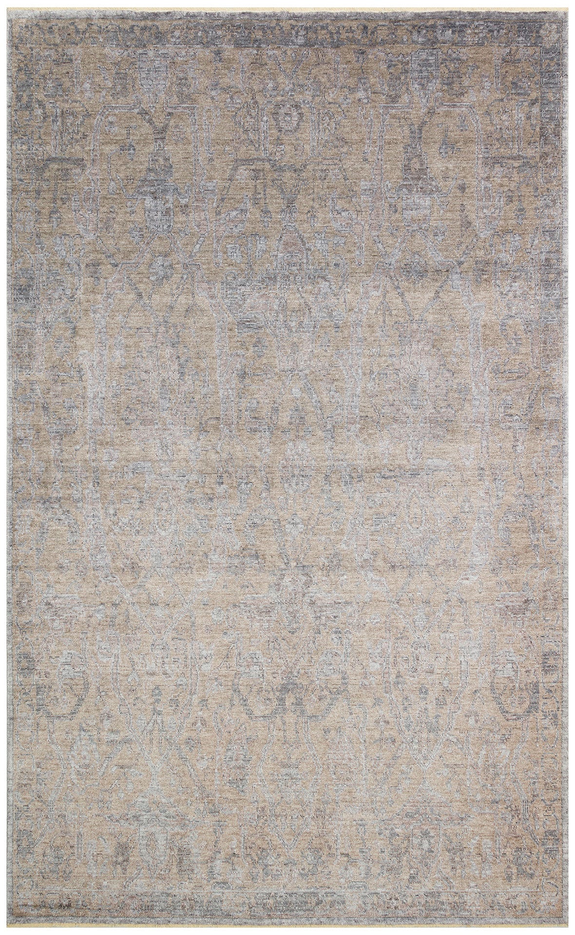 Lyvora Bej Gri Soyut Desenli Modern Makine Halısı
