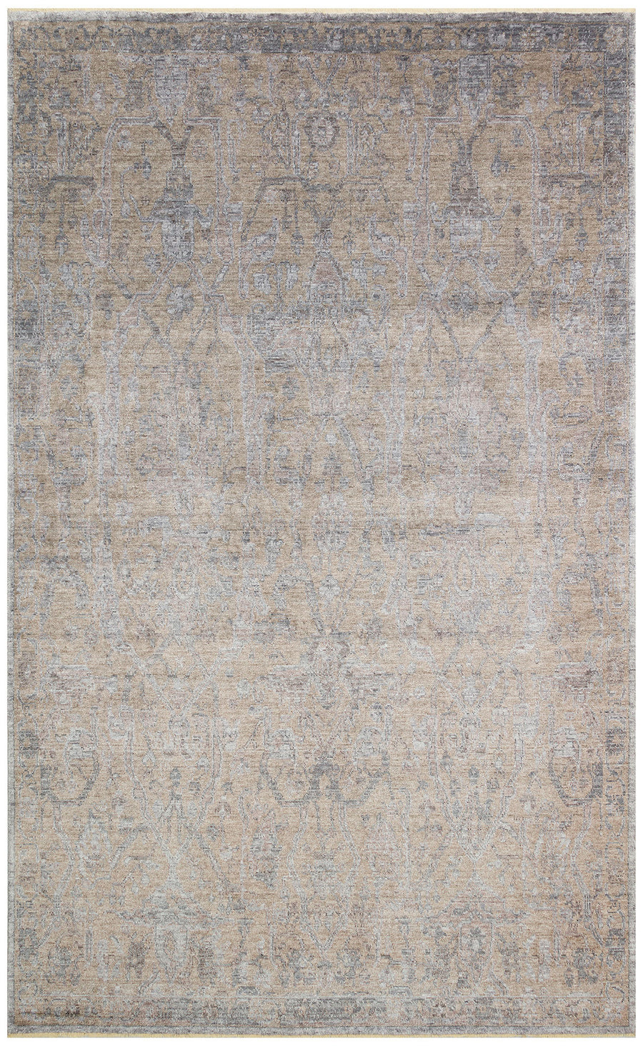 Lyvora Bej Gri Soyut Desenli Modern Makine Halısı