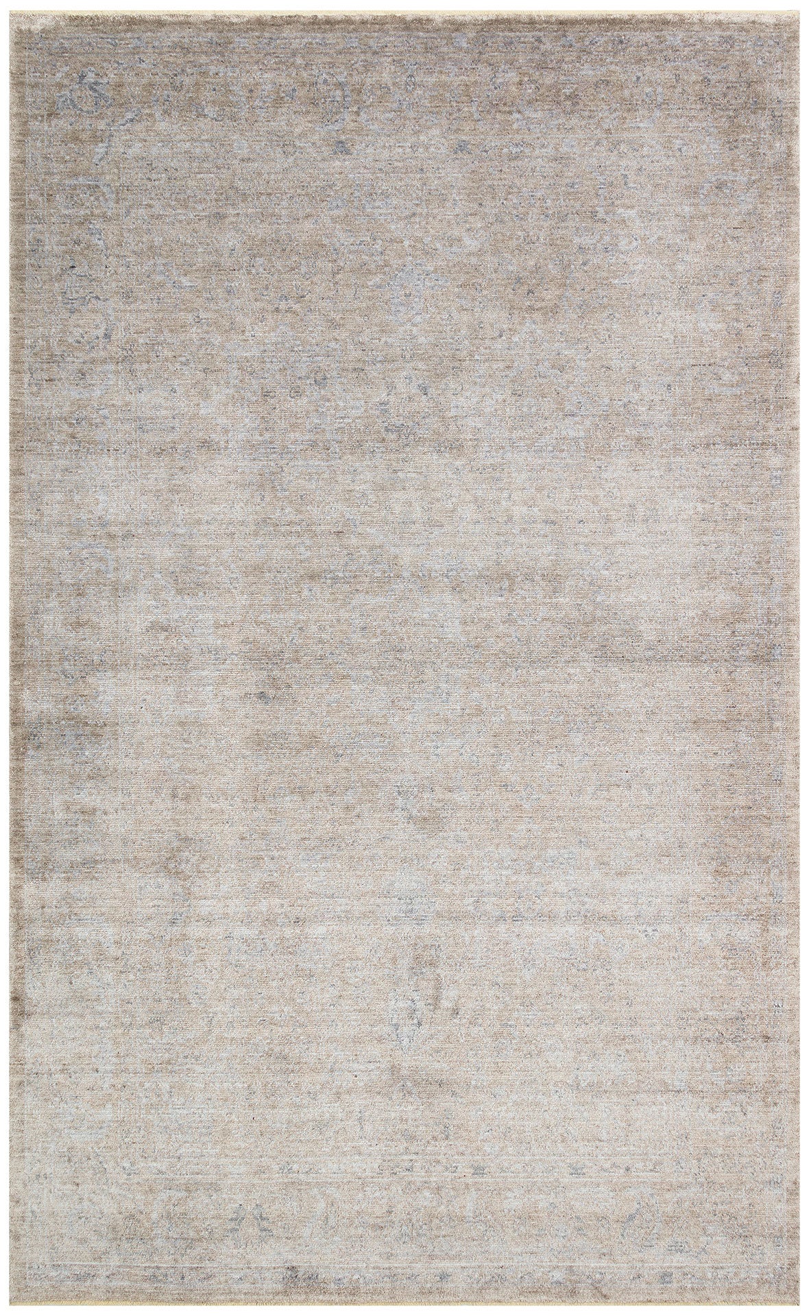 Lyvora Bej Gri Soyut Desenli Modern Lyocell Özel Tezgah Halısı