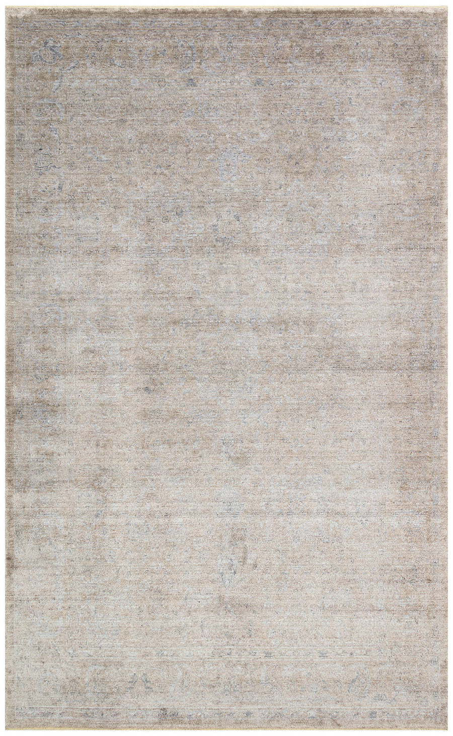 Lyvora Bej Gri Soyut Desenli Modern Lyocell Özel Tezgah Halısı