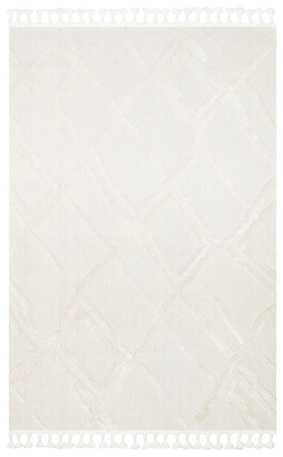 Rimvi Beyaz Modern Geometrik Desenli Polyester Halı