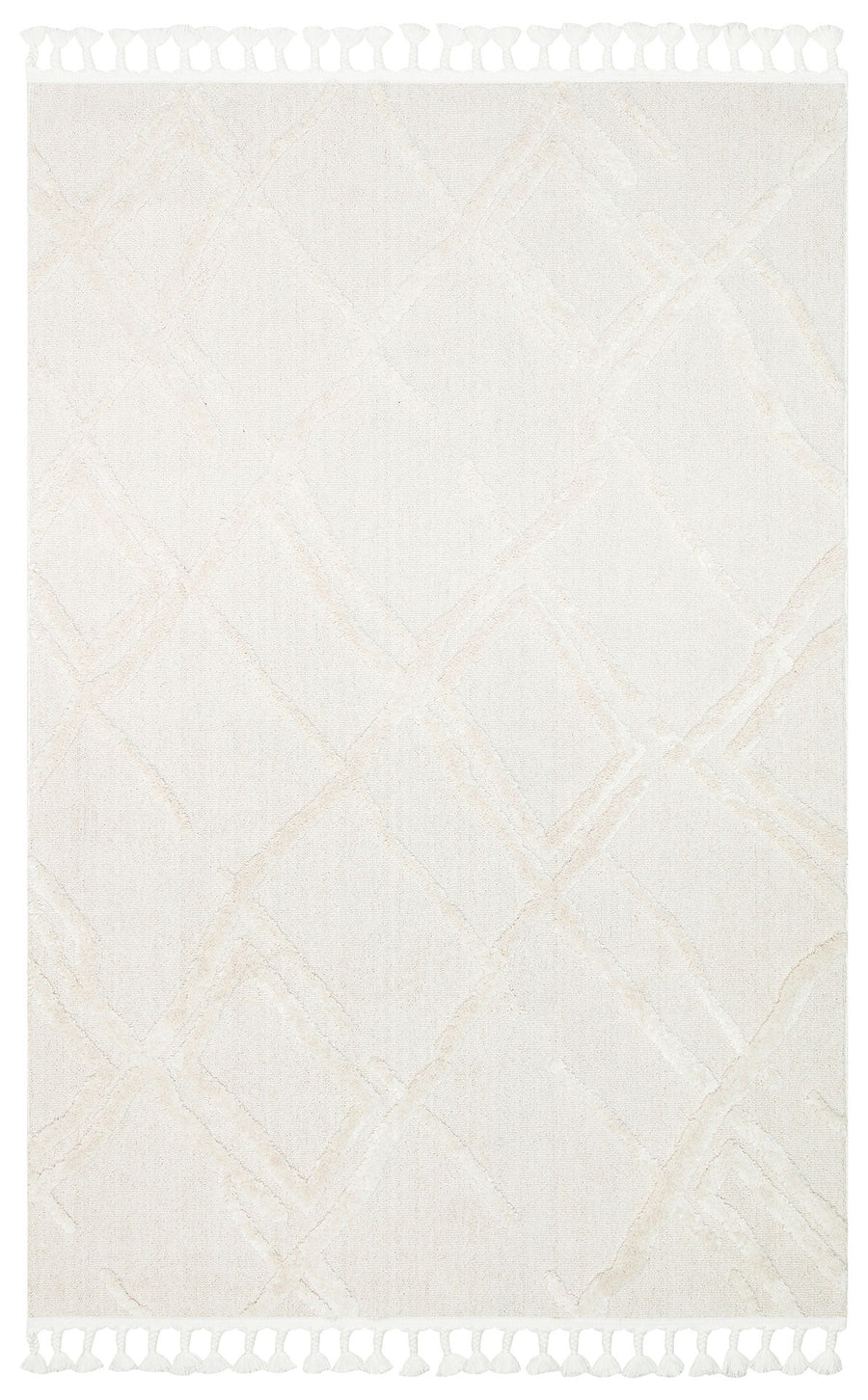 Rimvi Beyaz Modern Geometrik Desenli Polyester Halı
