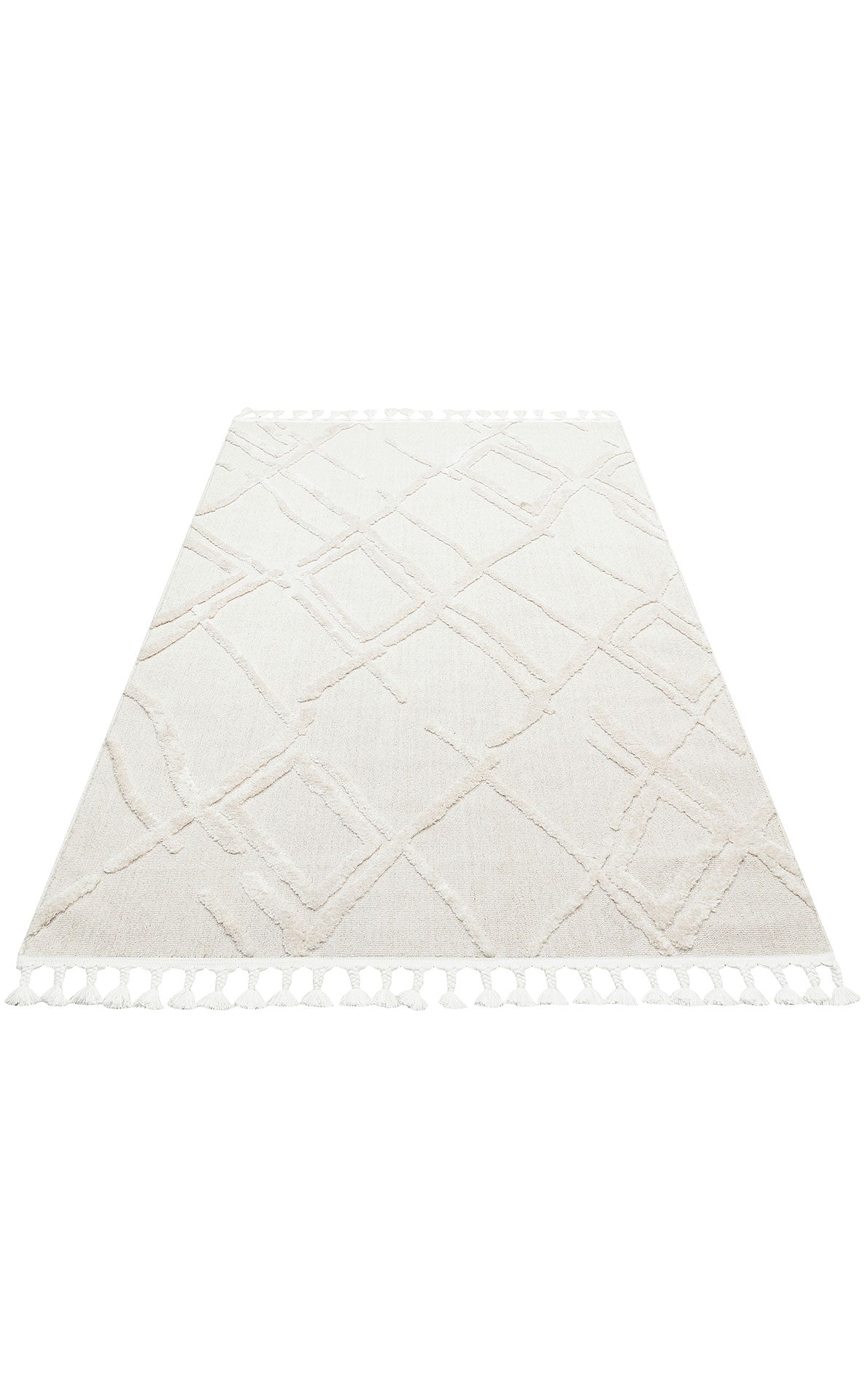 Rimvi Beyaz Modern Geometrik Desenli Polyester Halı – mekânda kullanım