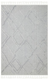 Rimvi Grey White Geometric Pattern Modern Machine-Made Rug