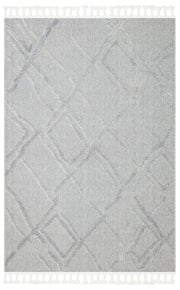 Rimvi Gri Beyaz Geometrik Desenli Modern Halı