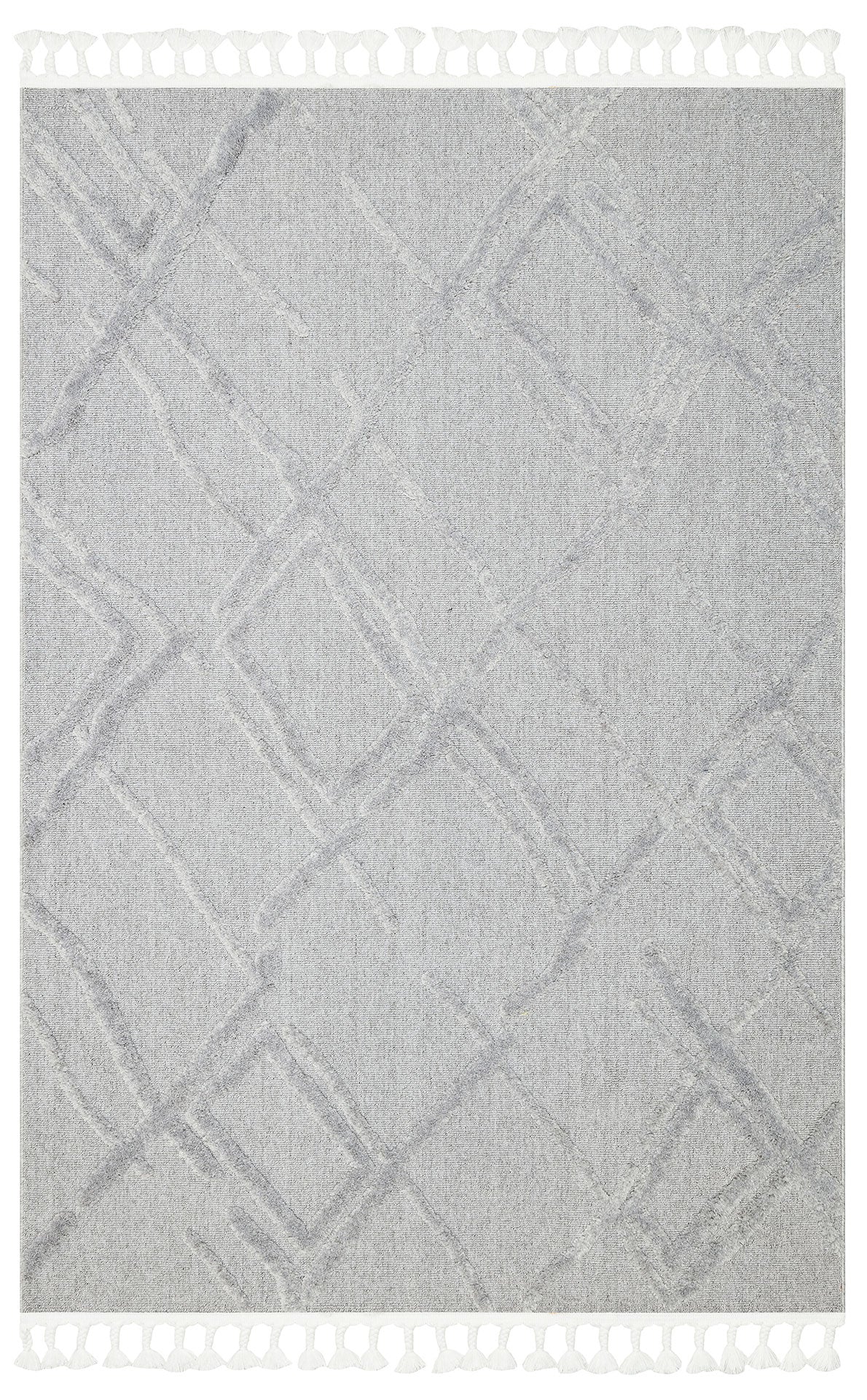 Rimvi Gri Beyaz Geometrik Desenli Modern Halı