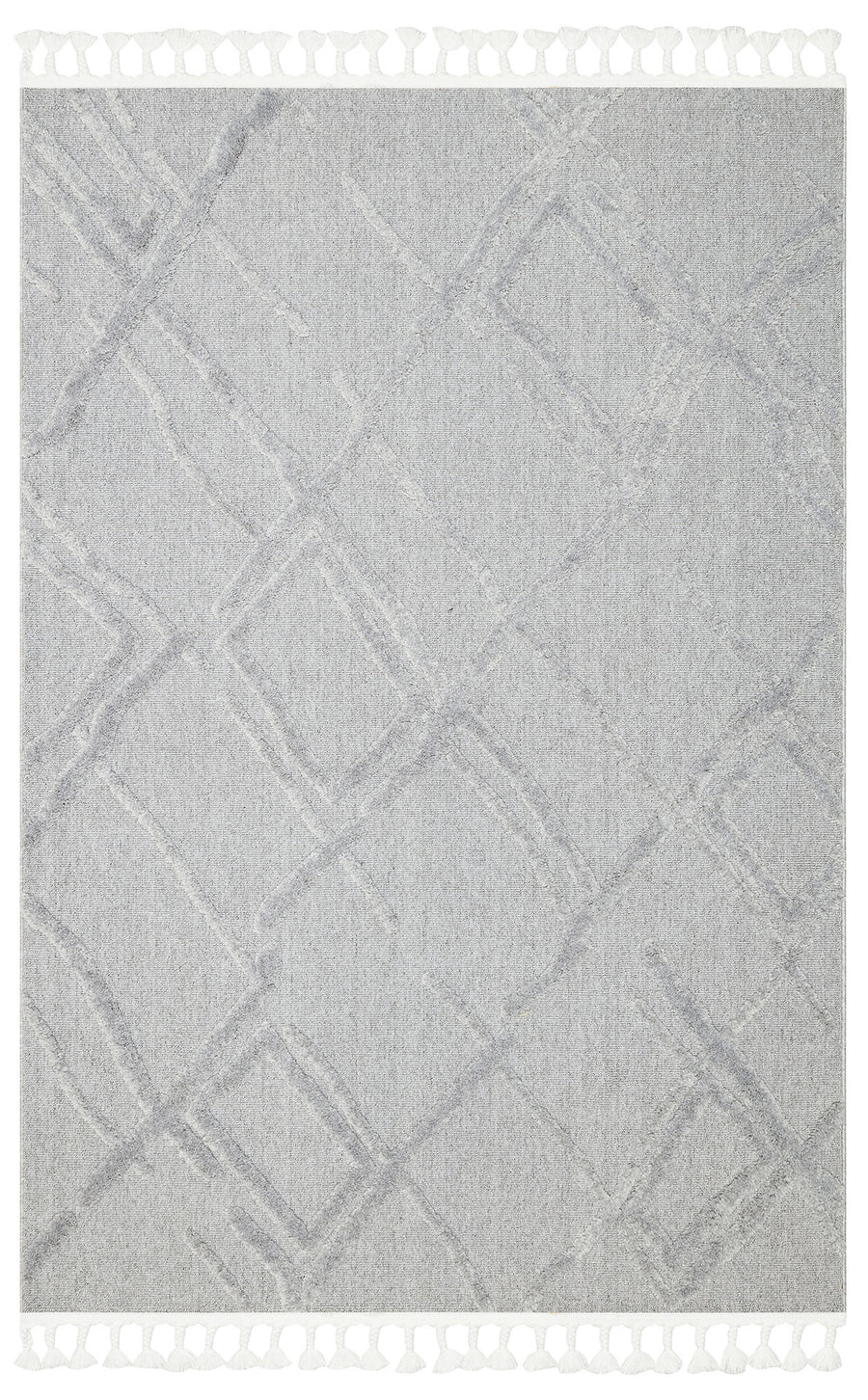 Rimvi Gri Beyaz Geometrik Desenli Modern Halı