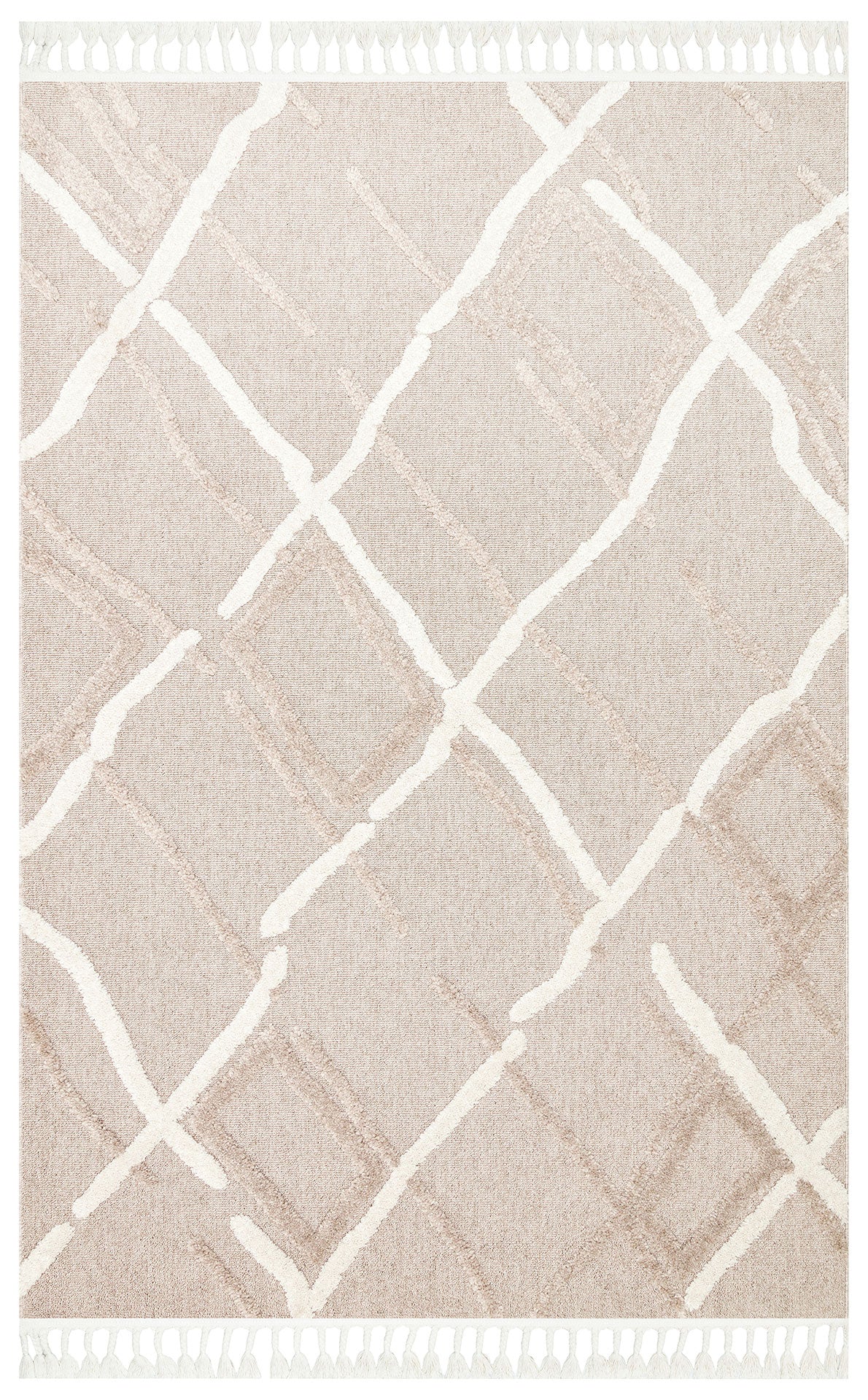 Rimvi Bej Kırmızı Modern Geometrik Polyester Halı