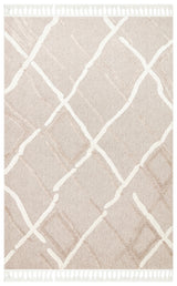 Rimvi Beige Red Modern Geometric Polyester Rug