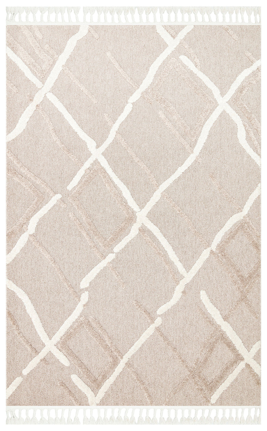 Rimvi Bej Kırmızı Modern Geometrik Polyester Halı