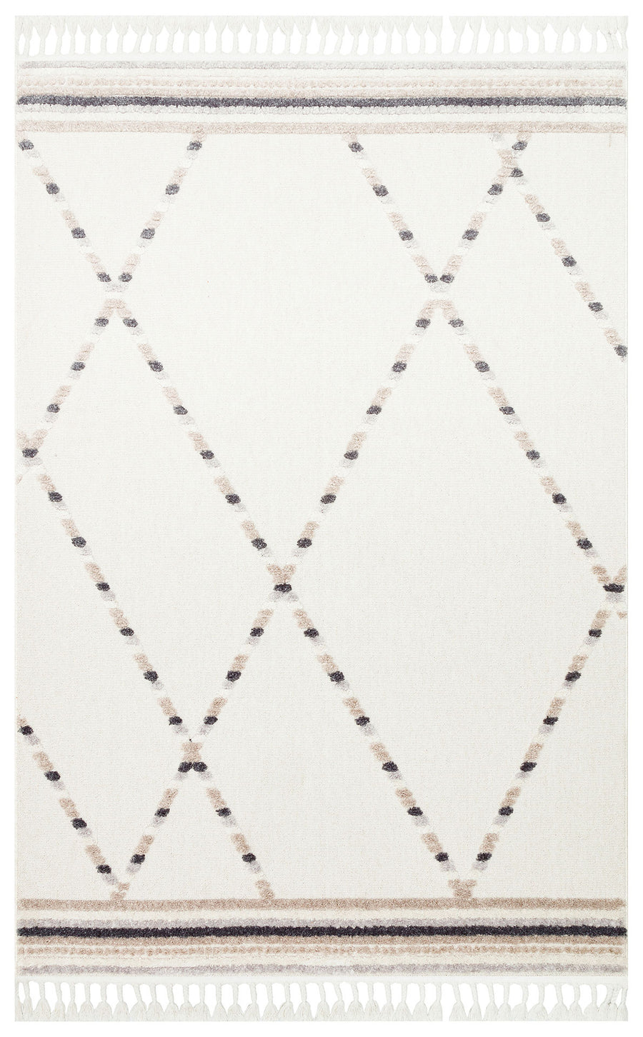 Rimvi Kırmızı Beyaz Geometrik Desenli Modern Halı