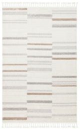 Rimvi White Gray Geometric-Patterned Modern Polyester Rug