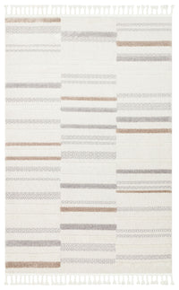 Rimvi Weiß Grau Geometrischer Muster Moderner Polyester Maschinell Gefertigter Teppich