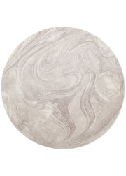 Nisali Gri Bej Soyut Desenli Yuvarlak Modern Halı