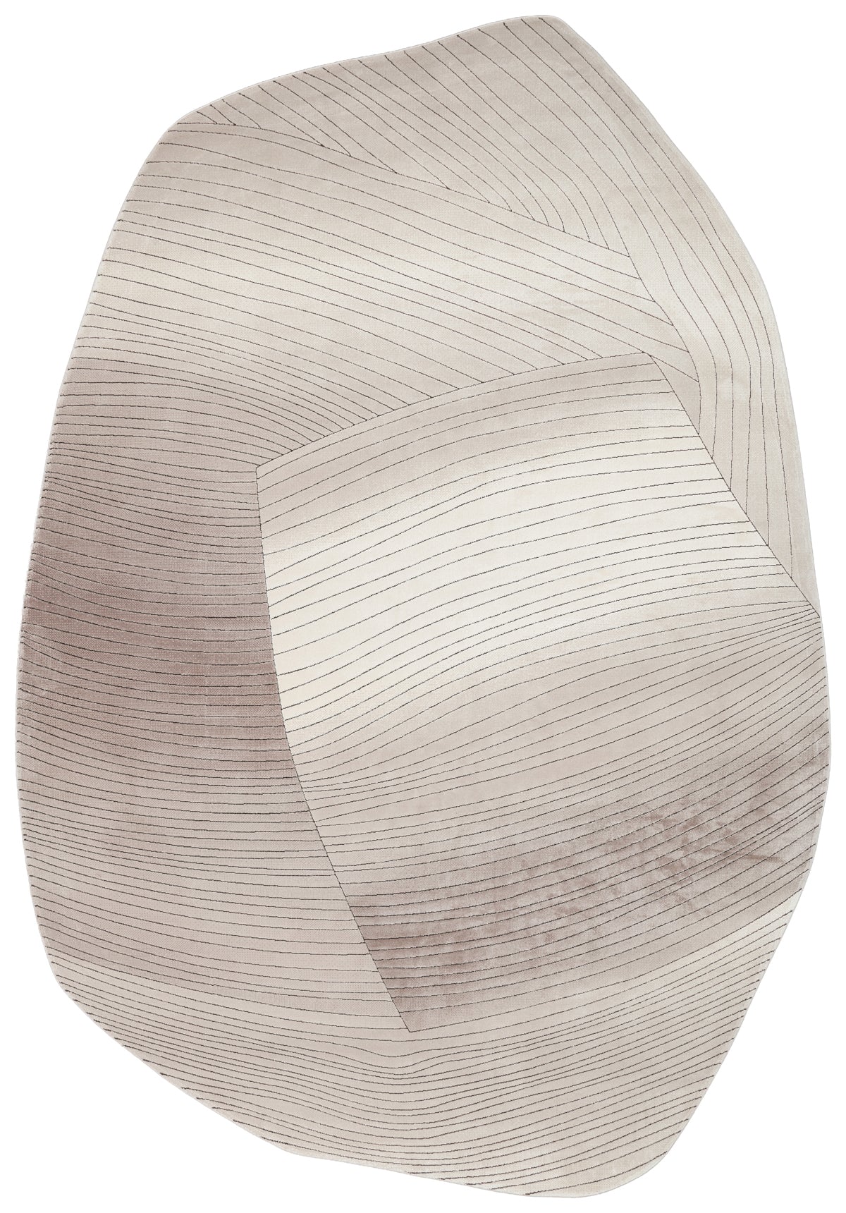 Nisali Krem Gri Dalgalı Çizgi Desenli Modern Halı