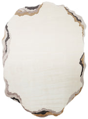 Nisali Krem Gold Soyut Desenli Modern Makine Halısı
