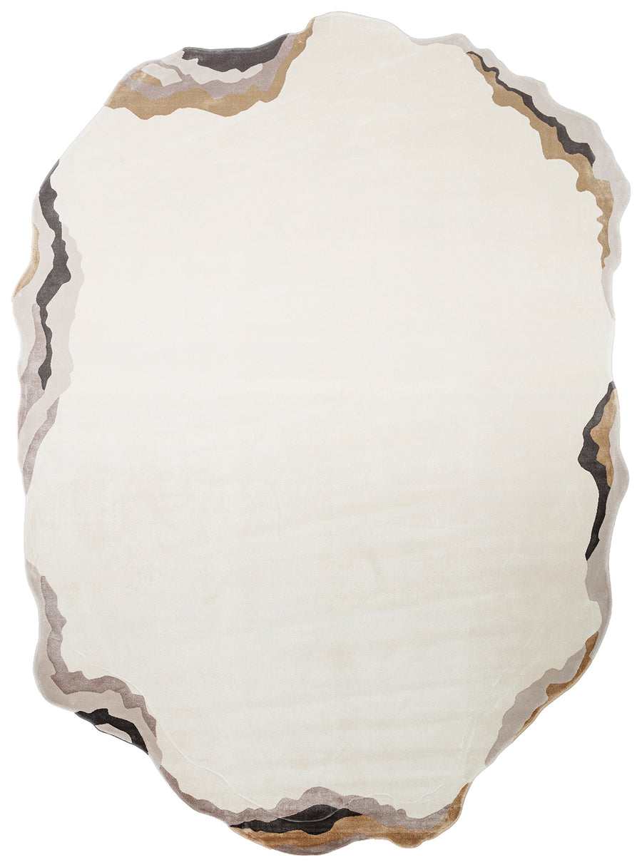 Nisali Krem Gold Soyut Desenli Modern Makine Halısı