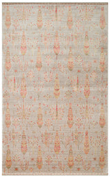 Avenso Grey Pink Floral Pattern Modern Special Loom Rug