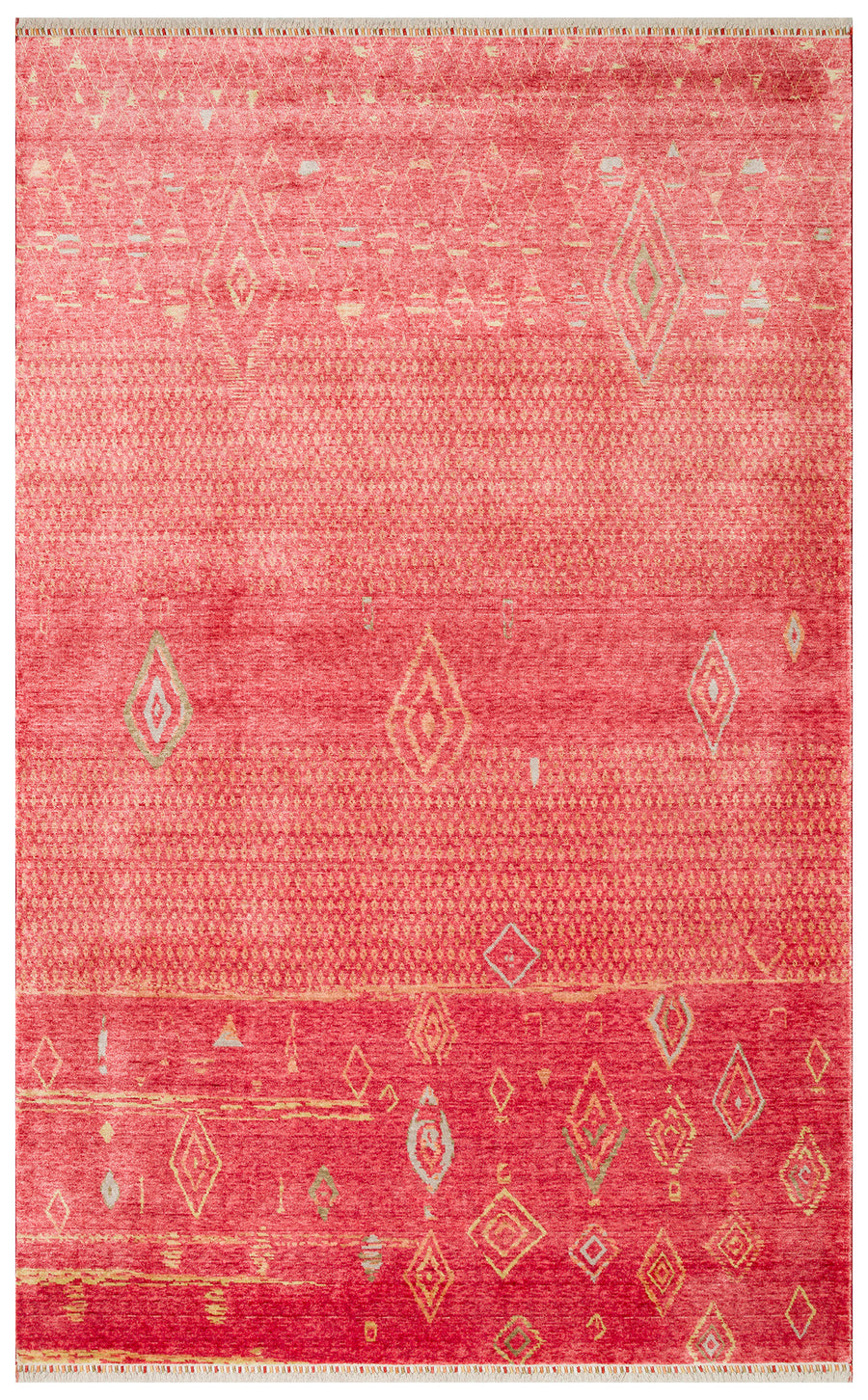 Avenso Pembe Bej Geometrik Etnik Özel Tezgah Halısı