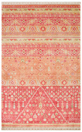 Avenso Pink Beige Ethnic Geometric Pattern Special Loom Rug