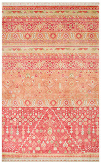 Avenso Pink Beige Ethnic Geometric Pattern Special Loom Rug