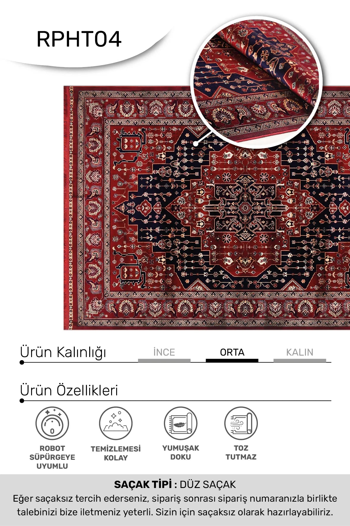 Ravos Kırmızı Lacivert Madalyon Desenli Klasik Salon Halısı – mekânda kullanım